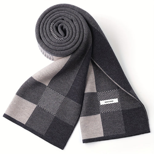 Sciarpa a Quadri Uomo in Tessuto Simil-Lana - Calda Cravatta Invernale, Elegante Regalo di Natale/Ringraziamento per Marito/Padre/Uomo d'Affari - Accessorio Formale Morbido (Lavaggio a Mano/Lavaggio a Secco) - Compatibile con Completi e Cravatte