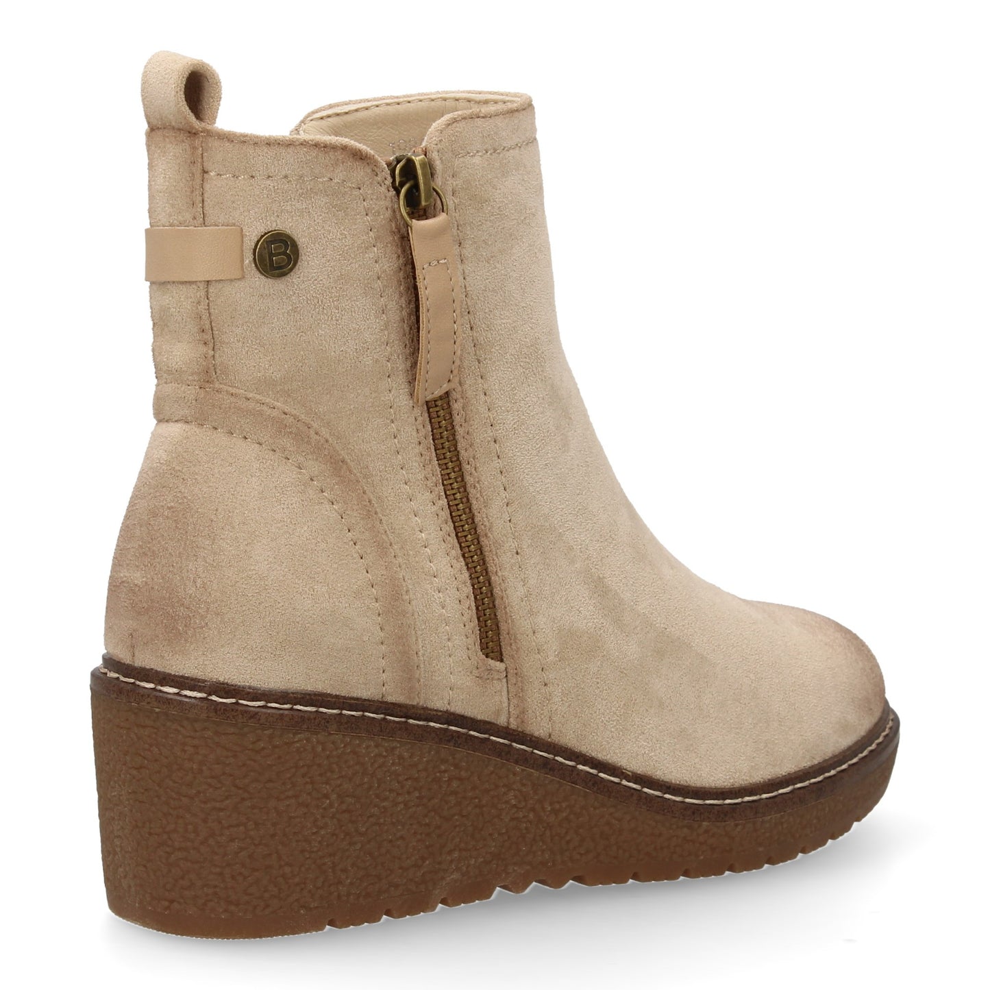 Stivaletto con Zeppa Donna, Design Comodo ed Elegante. Dettagli Cuciti con Chiusura a Cerniera e Linguetta Posteriore. Perfetto per Autunno e Inverno