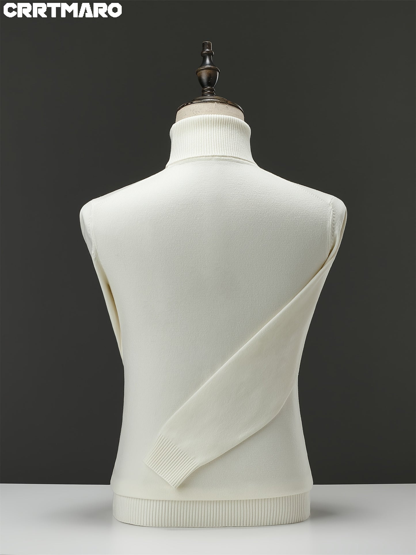 Maglione da uomo CRRTMARAO ricamato - Maglione in acrilico spesso con collo a mezza altezza, maglione casual caldo per l'autunno/inverno per uomini di mezza età, colore solido, vestibilità regolare