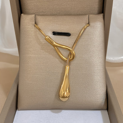 1pz Elegante Collana a Y Vintage, Pendente a Goccia di Acciaio Inossidabile, Catena a Serpente, Gioielli di Lusso per Regali per Donne e Uomini, Accessorio per San, Abbigliamento Quotidiano per Tutte le Stagioni