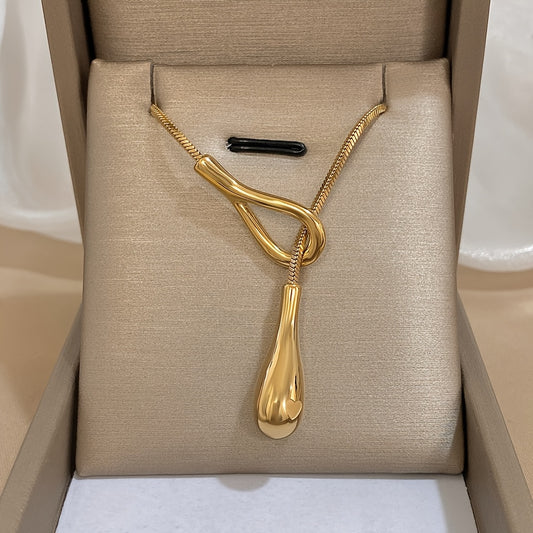1pz Elegante Collana a Y Vintage, Pendente a Goccia di Acciaio Inossidabile, Catena a Serpente, Gioielli di Lusso per Regali per Donne e Uomini, Accessorio per San, Abbigliamento Quotidiano per Tutte le Stagioni