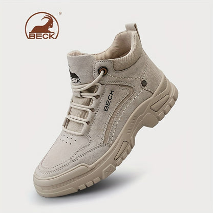 Stivaletti Beck Donna in Vera Pelle - Stivaletti con Punta Tonda e Suola Spessa, Chiusura con Lacci, Pelle di Maiale Beige e Suola in Gomma, Casual per Tutte le Stagioni (Lavabile a Mano) per Abbigliamento Casual e Outdoor (Senza Imbottitura Eccessiva)