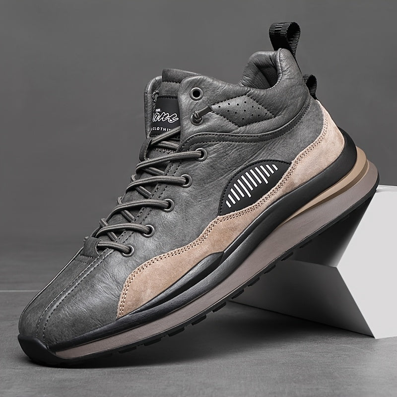 Scarpe Sneaker Casual Alte da Uomo - Design Elegante Nero & Grigio, Traspiranti, Suola in Gomma Morbida, Sneaker con Lacci per Abbigliamento Casual, Sneaker Versatili | Design Elegante delle Scarpe | Sneaker Sintetiche