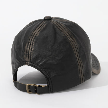 1pz/4pcs Cappello da Baseball in Pelle PU Lavata Vintage per Uomini e Donne - Regolabile, Alta Qualità per Golf ed Equitazione, Regalo per Festa del Papà/Madre, Cappellino Casual con Design a Sei Panel, Copricapo Resistente