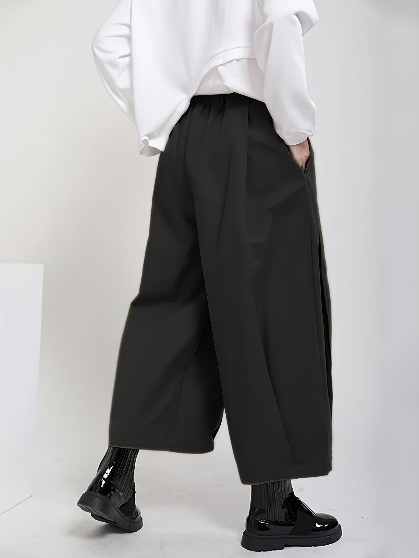Pantaloni da donna a vita alta e gamba larga - Eleganti pantaloni a gamba dritta con texture liscia, pantaloni per tutte le stagioni, per tutti i giorni e formali da donna - Ufficio, festa, outfit casual - Tessuto non elasticizzato di facile manutenzione,