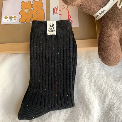 4 Paia di Calzini da Donna per Autunno e Inverno a Metà e Alta con Motivo Coniglio, Calzini da Donna per Autunno e Inverno in Stile Giapponese Casual a Metà e Alta, Calzini e Calze da Donna Lunghe