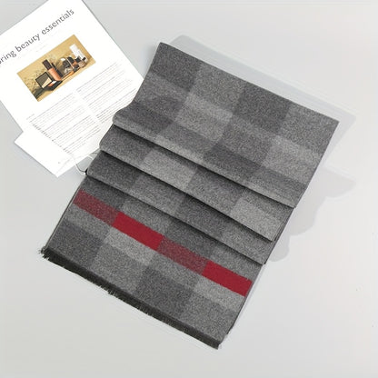 Sciarpa invernale spessa e calda a quadri da uomo e da donna - Elegante marrone/rosso, scaldacollo morbido e confortevole per attività all'aperto, accessorio invernale | Elegante scaldacollo | Texture morbida