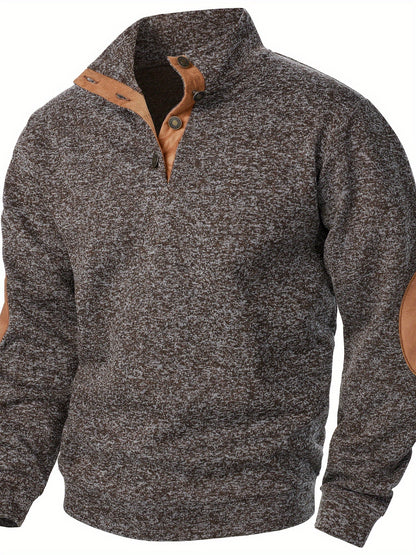 Maglione Uomo con Collo Alto e Maniche Lunghe - Felpa Casual Autunno Inverno Calda con Bottoni, Taglio Regolare per Abbigliamento Casual