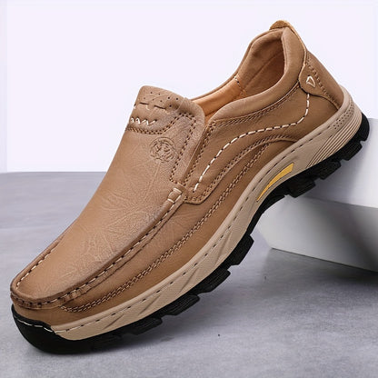 Scarpe da uomo in pelle di mucca divisa CLOHOO, comode scarpe mocassino slip-on con suola in gomma antiscivolo per camminare, calzature da uomo