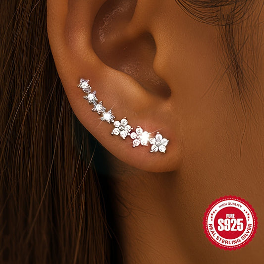 1.71G S925 Orecchini a mosaico rurale stile francese in argento sterling S925, bassa allergia, eleganti, per donne, uso quotidiano, vacanza, regalo di Natale