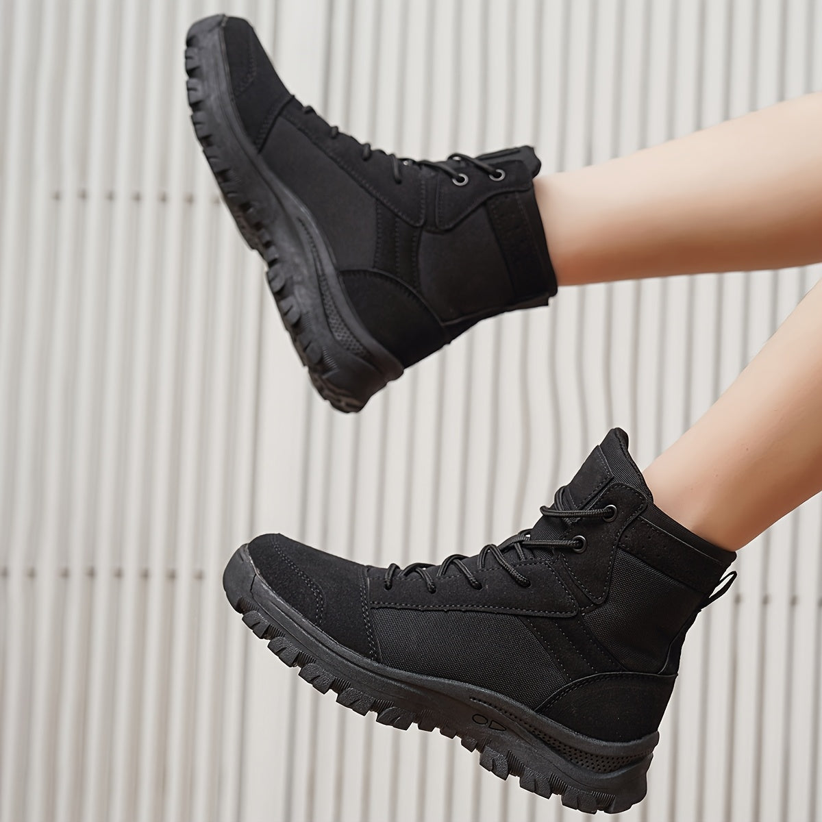 Scarpe da Trekking Donna, Stivali Tattici Antiscivolo Leggeri e Resistenti per Tutte le Stagioni, Stivaletti da Moto Mid-Cut Desert