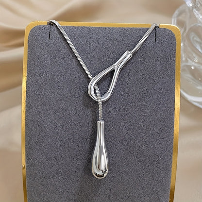 1pz Elegante Collana a Y Vintage, Pendente a Goccia di Acciaio Inossidabile, Catena a Serpente, Gioielli di Lusso per Regali per Donne e Uomini, Accessorio per San, Abbigliamento Quotidiano per Tutte le Stagioni