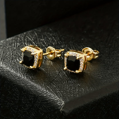 1 Paio di Orecchini a Spilla Quadra Eleganti ICEDCHICS, Zirconia Sintetica, Staffa in Acciaio Inossidabile, Base in Rame, Non Magnetici, Gioielli alla Moda per Uomini e Donne