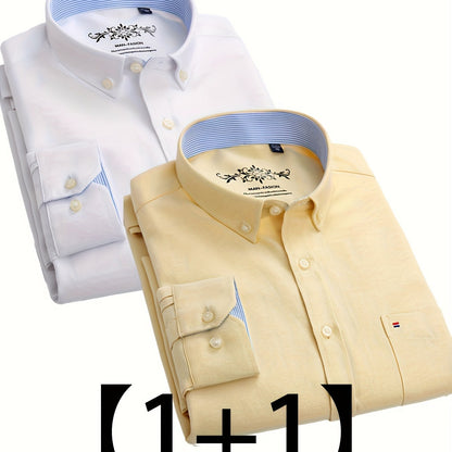 Valerio – Due Camicie Oxford a Manica Lunga Monocolore