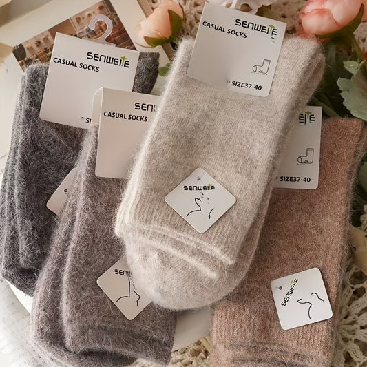3 Paia di Calzini Autunnali e Invernali da Donna, Calze a Mezza Gamba da Donna, Spesse e Calde in Autunno e Inverno, Calze Tinta Unita e Design Versatile per il Pendolarismo! Calzini Antifreddo e Morbidi per Autunno e Inverno!, Calze Lunghe da Donna