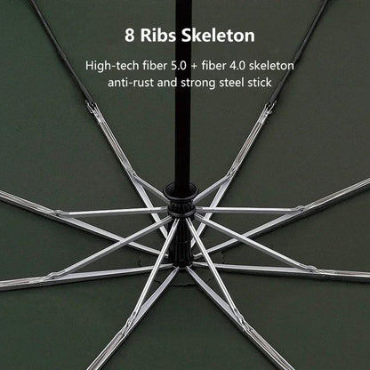 PARACHASE; Ombrello Automatico Antivento 120,9 cm con Telaio in Alluminio a 8 Stecche e Manico in Legno - Ombrello Pieghevole Compatto in Tessuto Pongee per Look Business Casual | Accessorio Elegante | Ombrello da Esterno