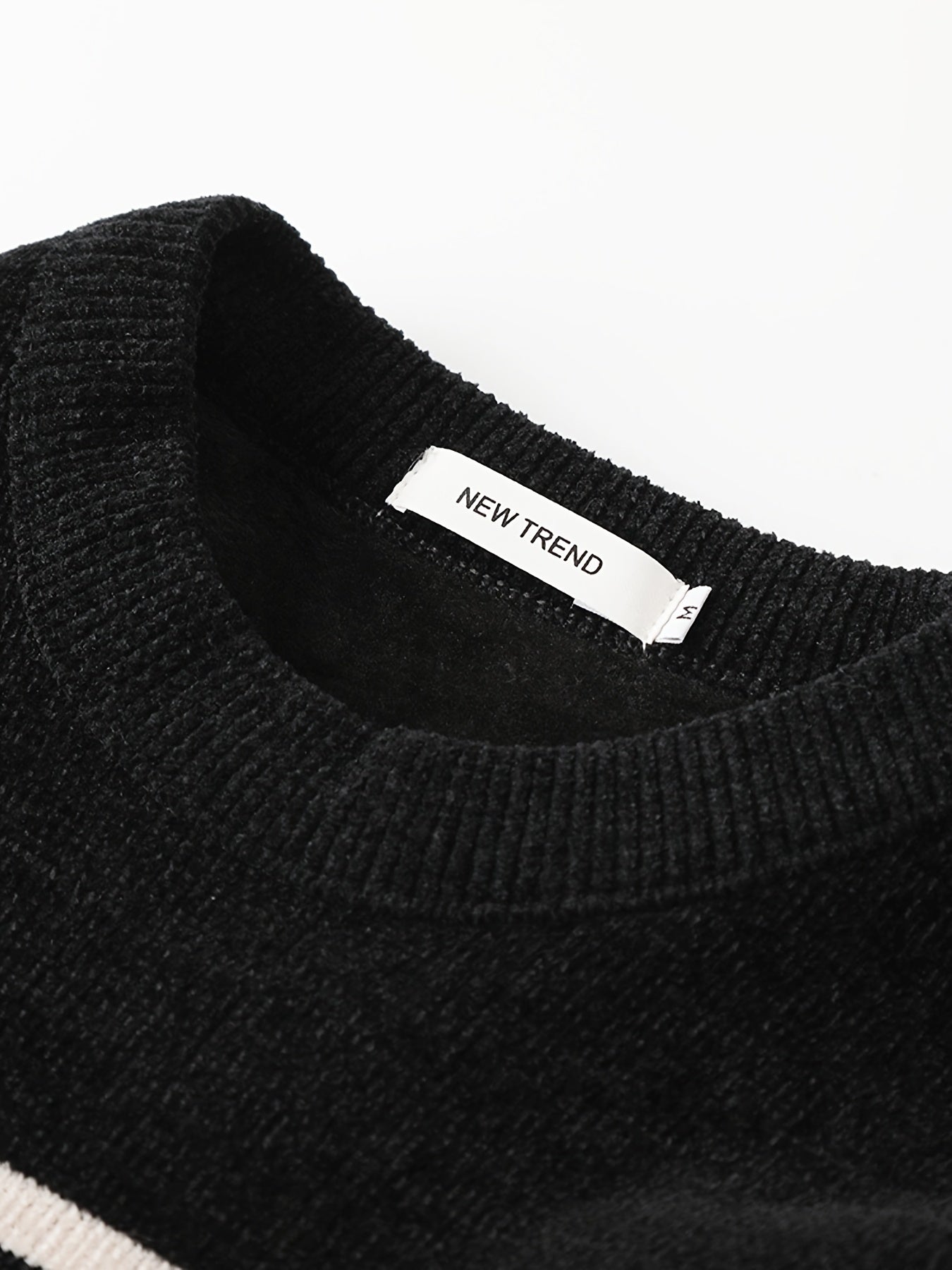 Maglione Invernale Termico Foderato in Pile Uomo Genghis - Design a Righe con Logo Lettere, Collo Tondo Maniche Lunghe, Lavabile in Lavatrice Taglio Regolare, Abbigliamento per il Freddo, Polsini e Orlo Costolati