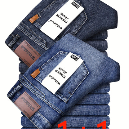 Pantaloni Denim Uomo Autunno/Inverno 2025, Gamba Dritta e Larga in Tessuto Elasticizzato - Set Due Pezzi Casual Business Leggero di Maggior Successo