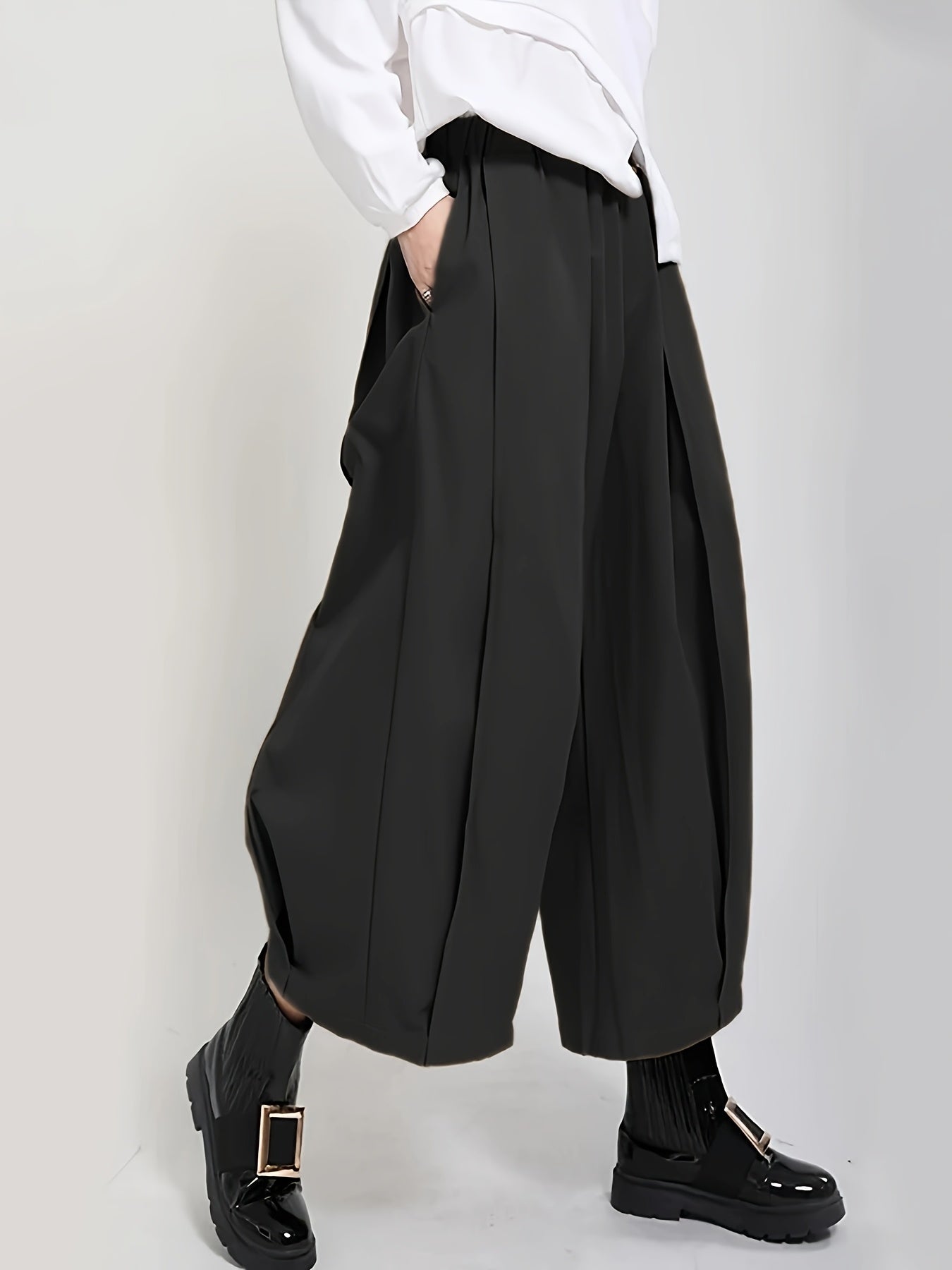 Pantaloni da donna a vita alta e gamba larga - Eleganti pantaloni a gamba dritta con texture liscia, pantaloni per tutte le stagioni, per tutti i giorni e formali da donna - Ufficio, festa, outfit casual - Tessuto non elasticizzato di facile manutenzione,