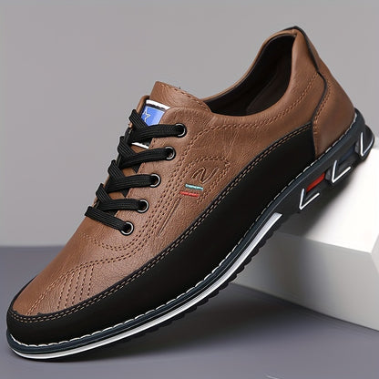 Scarpe da lavoro alla moda con blocco di colore per uomo Plus Size, comode scarpe da abito con lacci in gomma antiscivolo, calzature da uomo