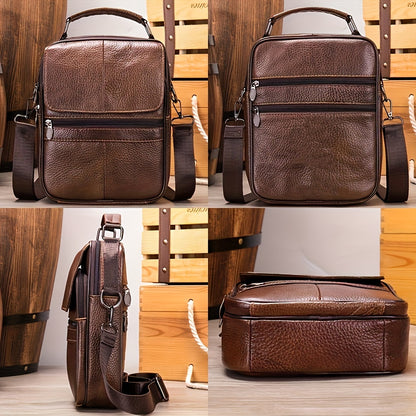 Linea Classic - Borsa messaggera in pelle autentica WESTAL, nera, casual, multi-comparto, cinturino regolabile