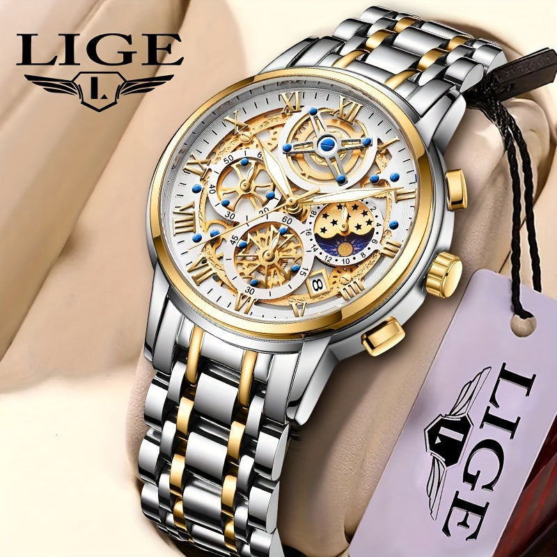 Orologio LIGE Fashion al quarzo, Display luminoso, Calendario 24 ore Orologio business casual, Impermeabile, Orologio business casual per donne e uomini, Scelta ideale per regalo