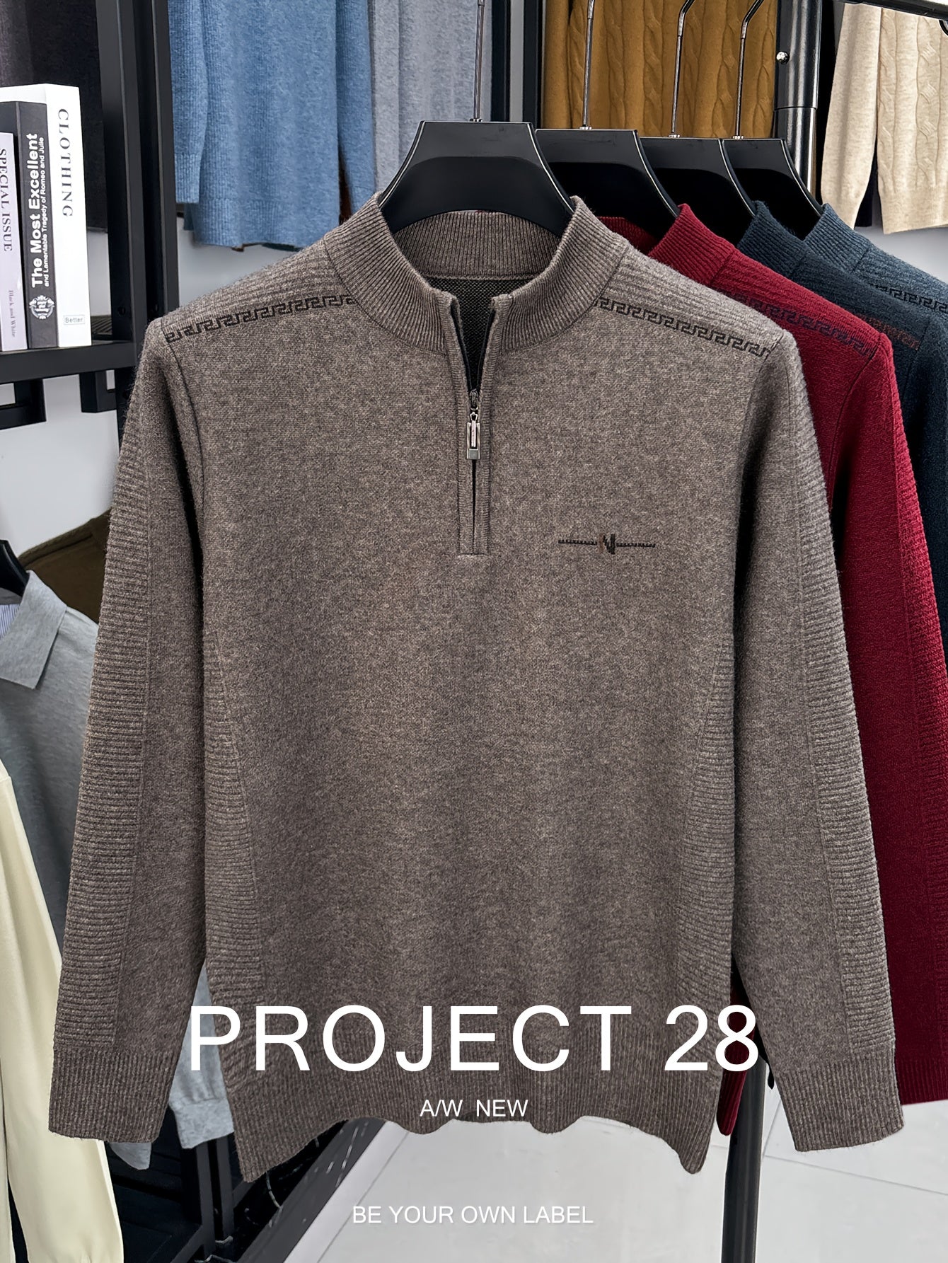 Maglione a metà zip da uomo - Pullover termoisolato con zip frontale, maglione in maglia morbida per ufficio, abbigliamento formale e casual - Maglione invernale in colori scuri (blu/nero/carbonio) - Top di strato traspirante per il tempo freddo, abbiglia