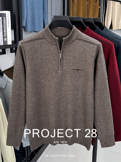 Maglione a metà zip da uomo - Pullover termoisolato con zip frontale, maglione in maglia morbida per ufficio, abbigliamento formale e casual - Maglione invernale in colori scuri (blu/nero/carbonio) - Top di strato traspirante per il tempo freddo, abbiglia