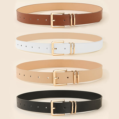 3 pezzi di cinture da donna con fibbie a quadrato dorato - Nero, Beige, Marrone - Accessori versatili per la vita per jeans, pantaloni, abiti - Stile casual e preppy - Regalo perfetto per lei, accessori versatili per la vita | Cintura elegante | Cinture d