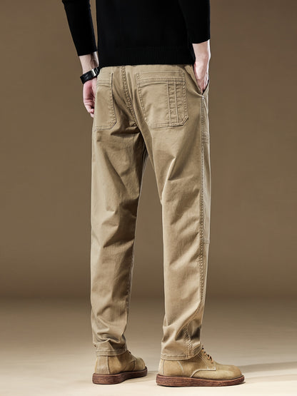Pantaloni cargo casual da uomo - Vestibilità ampia, vita con coulisse, più tasche, beige, comfort per tutte le stagioni, perfetti per attività all'aperto, pantaloni da esterno | Pantaloni con vestibilità rilassata | Tasche funzionali