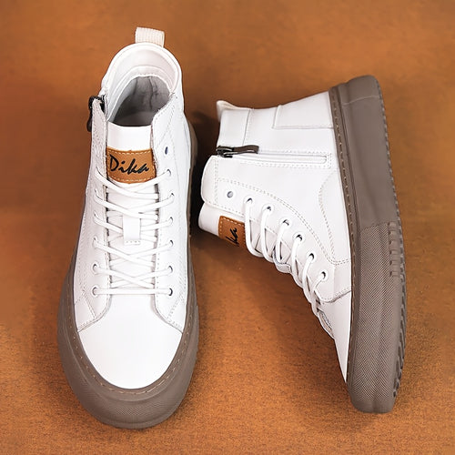 Scarpe da ginnastica alte da uomo - Microfibra sintetica nera, con lacci e suola in gomma, design elegante con lacci, calzature casual e da esterno, calzature casual | Scarpe da ginnastica con lacci | Calzature resistenti