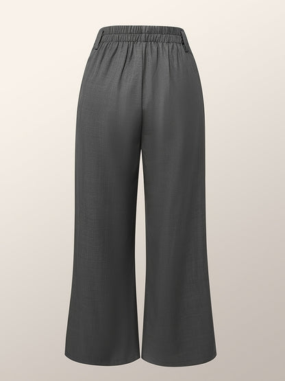 Women'S Elegant Wide-Leg Trousers - Non-Belted Pants with Elastic Waist, All-Season Formal & Everyday Pants for Office, Parties, Casual Outfits - Diqiuivy Professional Women'S Clothing, Party Attire, Smooth Texture, Office Wear, Stylish Bottoms