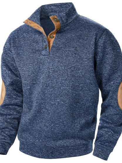 Maglione Uomo con Collo Alto e Maniche Lunghe - Felpa Casual Autunno Inverno Calda con Bottoni, Taglio Regolare per Abbigliamento Casual