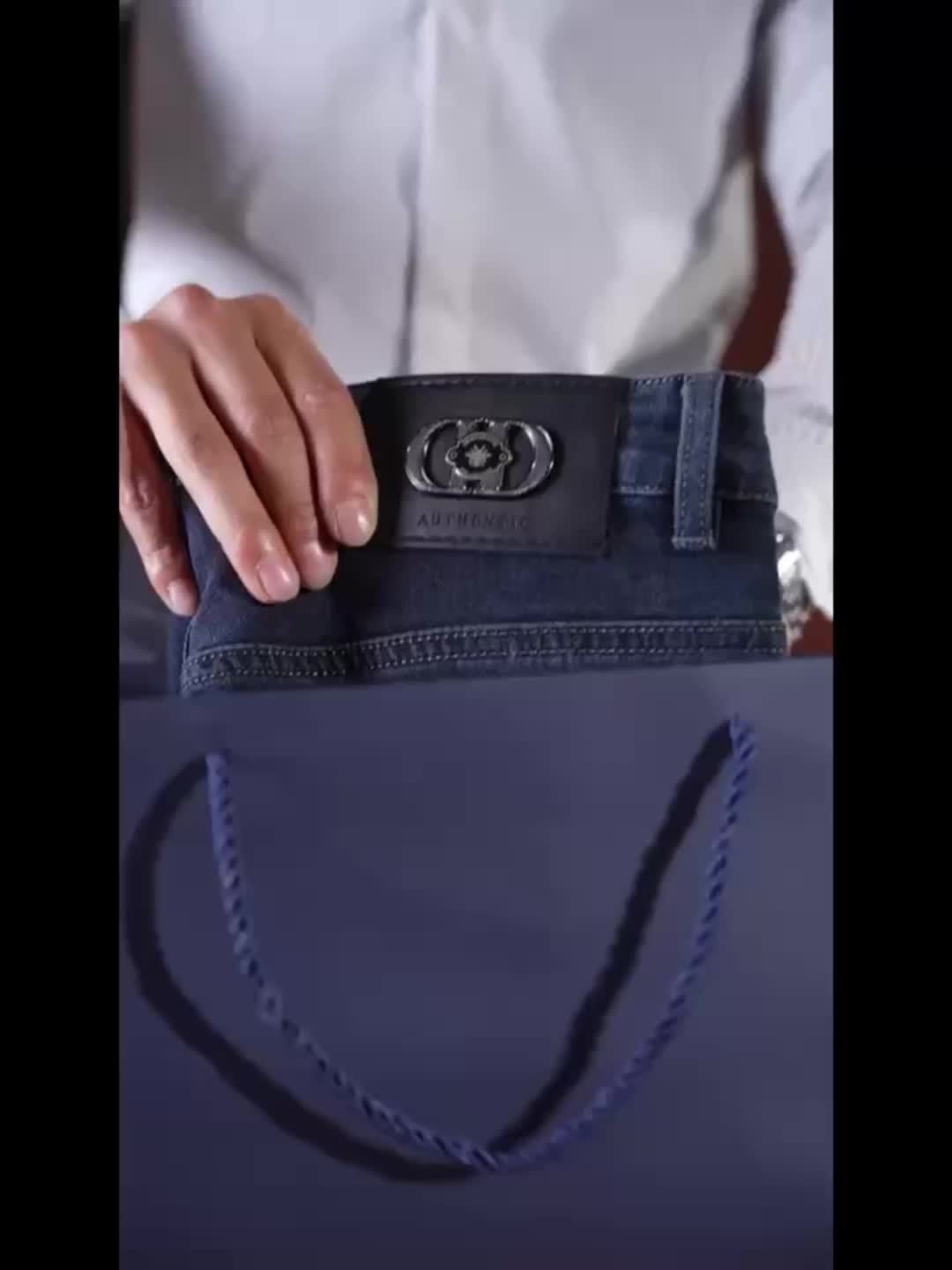 Pantaloni di lusso da uomo in denim finto - Pantaloni dritti con vita media e chiusura a cerniera - Pantaloni formali e casual per ufficio, riunioni, eventi - Design classico non trasparente - Ideali per l'abbigliamento professionale e quotidiano, denim f