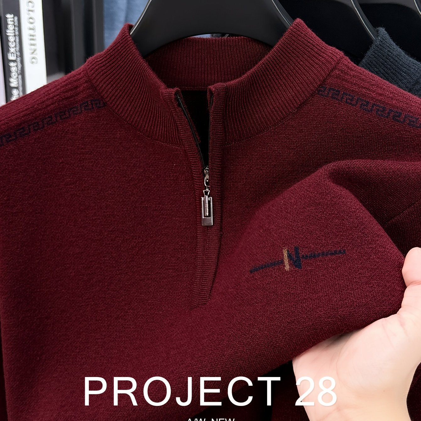 Maglione a metà zip da uomo - Pullover termoisolato con zip frontale, maglione in maglia morbida per ufficio, abbigliamento formale e casual - Maglione invernale in colori scuri (blu/nero/carbonio) - Top di strato traspirante per il tempo freddo, abbiglia