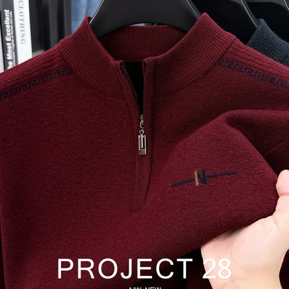 Maglione a metà zip da uomo - Pullover termoisolato con zip frontale, maglione in maglia morbida per ufficio, abbigliamento formale e casual - Maglione invernale in colori scuri (blu/nero/carbonio) - Top di strato traspirante per il tempo freddo, abbiglia