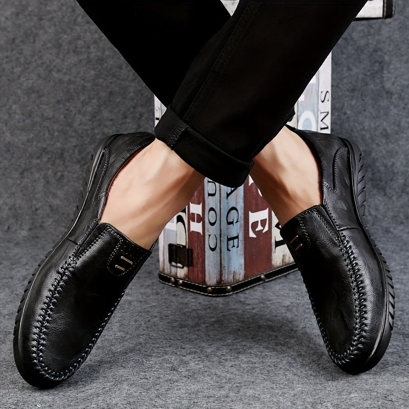 Linea Classico - Mocassini Uomo Slip-On - Tomaia in Pelle Vacchetta di Seconda Qualità