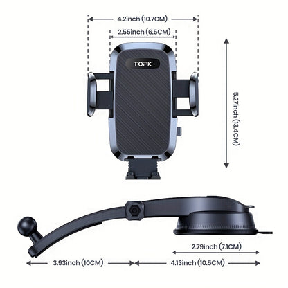 Supporto per Telefono da Auto, Supporto Manuale Migliorato, Porta Cellulare per Cruscotto dell'Auto, Compatibile con iPhone e Android