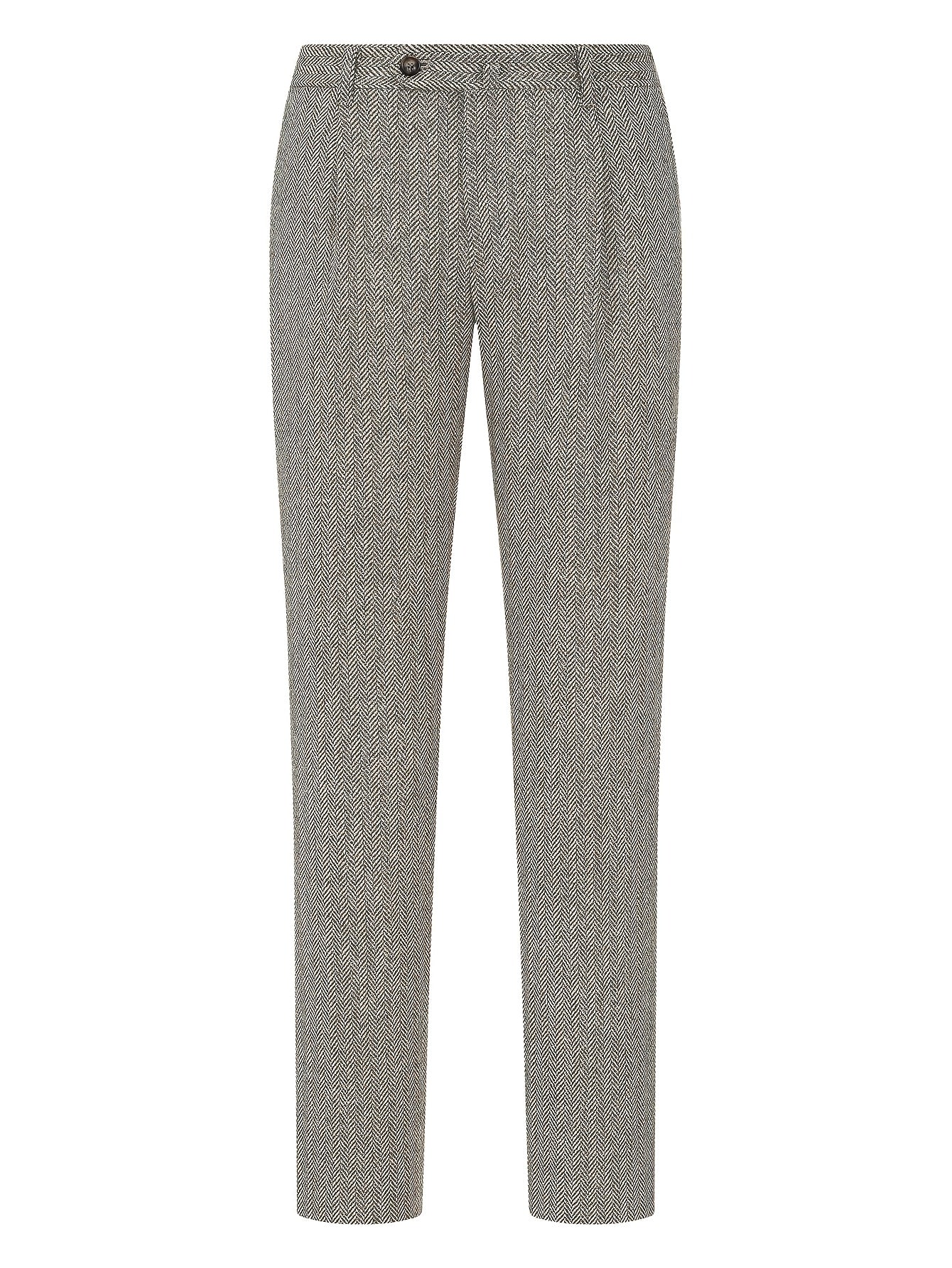 Pantaloni da uomo eleganti in tweed italiano - Pantaloni a gamba dritta a vita alta con chiusura a bottoni, tessuto non elasticizzato per ufficio ed eventi formali - Abbigliamento business autunno/inverno, evento formale, design classico, costruzione resi