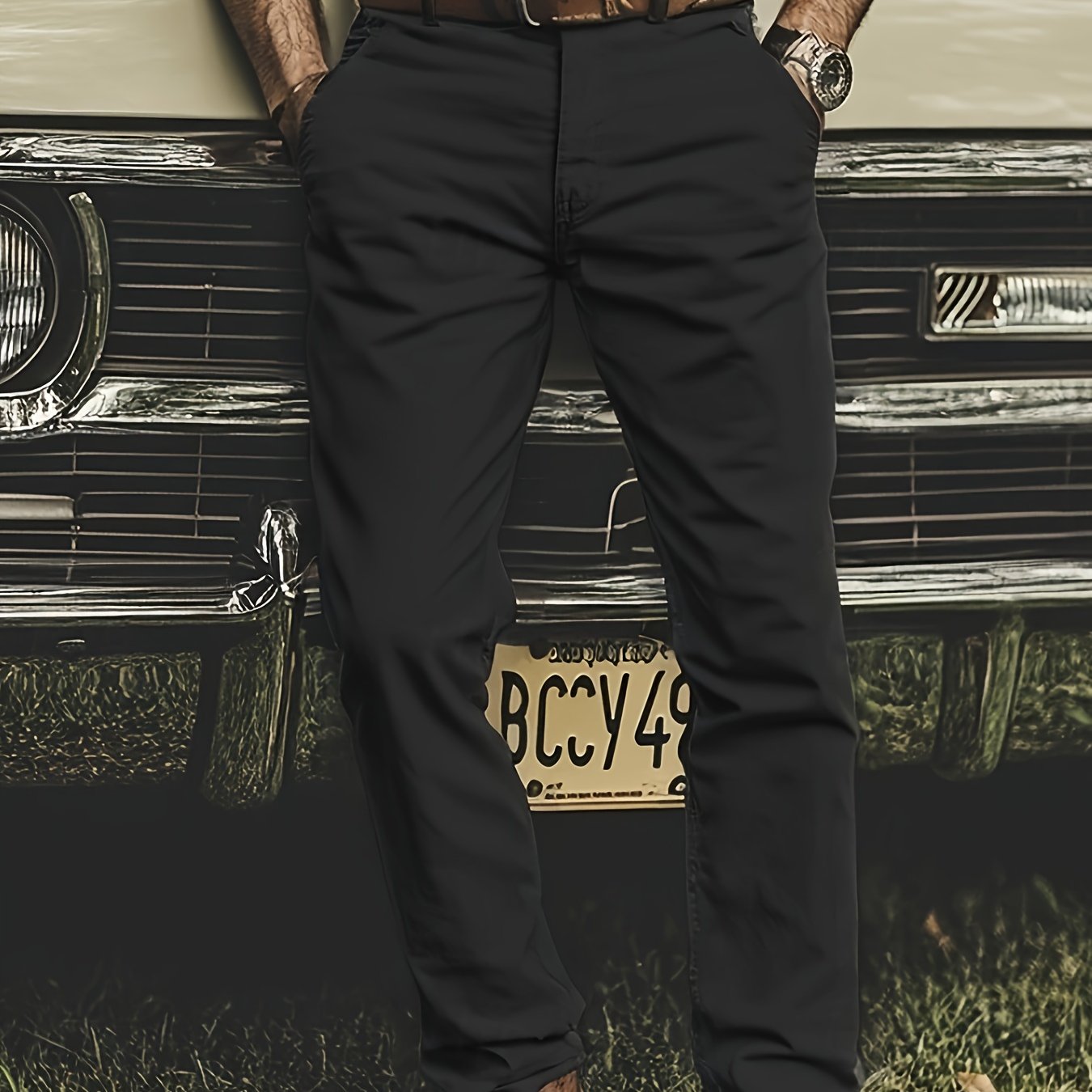 Pantaloni Chino da Uomo in Tinta Unita, Leggermente Elasticizzati, Comodi e Casuali per le Attività Quotidiane all'Aperto