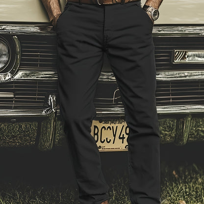 Pantaloni Chino da Uomo in Tinta Unita, Leggermente Elasticizzati, Comodi e Casuali per le Attività Quotidiane all'Aperto