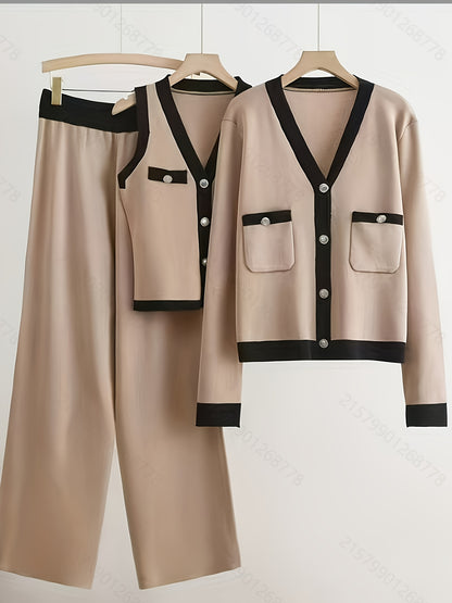 Moda Donna 2025 Nian Nian Nuovo Abito Cardigan Vestito con Pantaloni a Gamba Larga Calze Gratuite Una Perfetta Combinazione a Quattro Pezzi è la Migliore Scelta per Feste, Maglioni da Donna, Musthaves da Spiaggia, Abiti da Festa, Borsa a Twist, Coppia Por