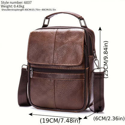 Linea Classic - Borsa messaggera in pelle autentica WESTAL, nera, casual, multi-comparto, cinturino regolabile