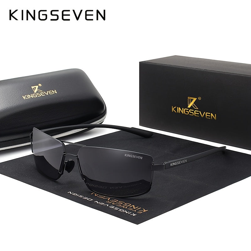 Occhiali da sole polarizzati KINGSEVEN, montatura quadrata da uomo, occhiali da donna classici, acciaio inossidabile, lenti in pz, con custodia, per Natale, San, Giorno del Ringraziamento