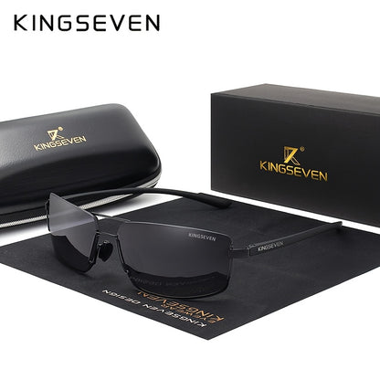 Occhiali da sole polarizzati KINGSEVEN, montatura quadrata da uomo, occhiali da donna classici, acciaio inossidabile, lenti in pz, con custodia, per Natale, San, Giorno del Ringraziamento