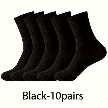 10 Paia, Calzini Uomo in Fibra di Bambù a Mezza Gamba - Traspiranti e Comodi per Business Casual e Ufficio, Calzini Traspiranti e Confortevoli, Indossare Quotidiano,Design Classico,Stile Minimalista,Tessuto Morbido,Uomini Professionali