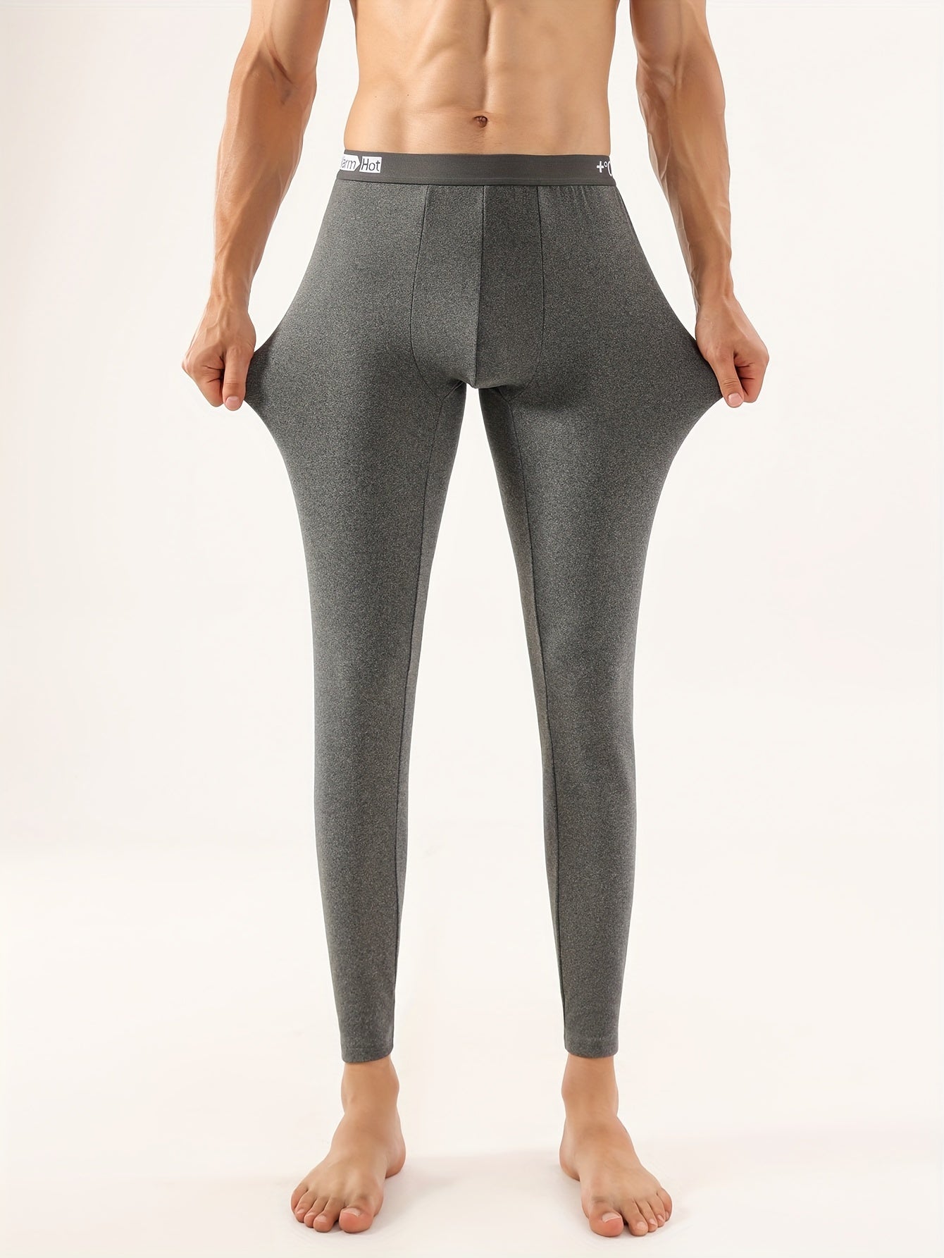 Pantaloni Stile Casual| Pantaloni Termici Slim-Fit da Uomo - Leggings Foderati in Pile Caldo, Misto Poliestere/Spandex Elasticizzato, Ideali per il Comfort Invernale & l'Abbigliamento Casual, Grigio