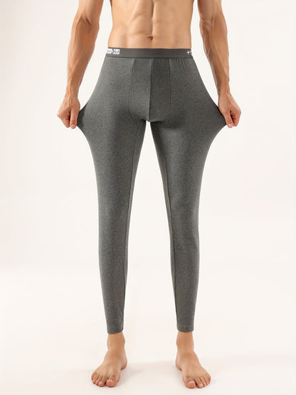 Pantaloni Stile Casual| Pantaloni Termici Slim-Fit da Uomo - Leggings Foderati in Pile Caldo, Misto Poliestere/Spandex Elasticizzato, Ideali per il Comfort Invernale & l'Abbigliamento Casual, Grigio