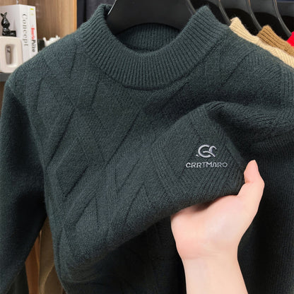 Maglione termico da uomo CARTMARO - Maglione invernale pesante con scollo rotondo, strato base spesso per il freddo per abiti formali e quotidiani - Marrone/rosso scuro - Maglione facile da curare per ufficio, feste, abbigliamento casual - Abbigliamento a