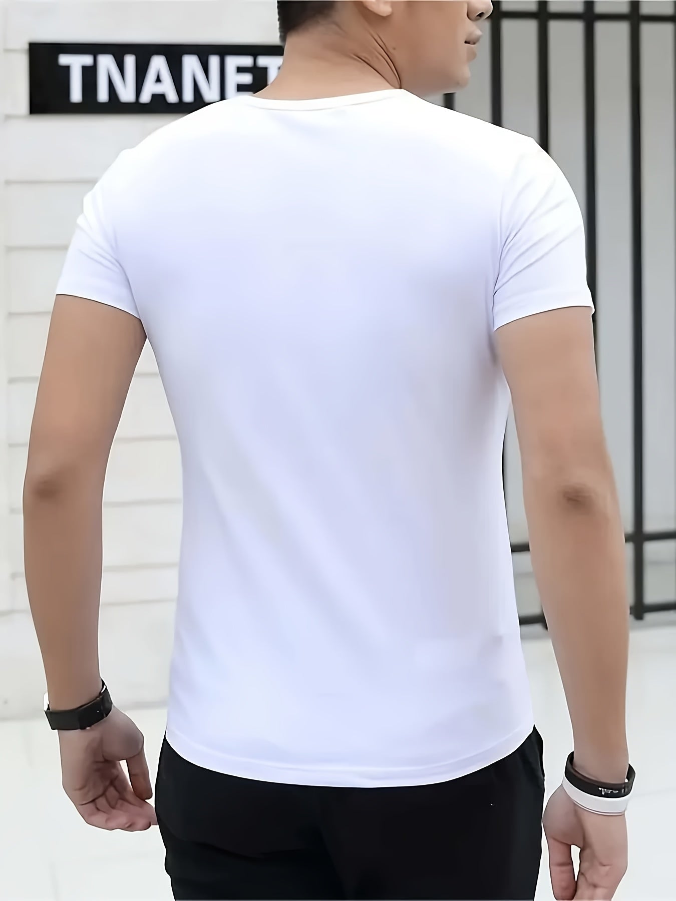 Magliette a maniche corte con scollo a V in tinta unita per uomo, 3 pezzi, essenziali estivi |, tinta unita, poliestere ad asciugatura rapida, perfette per corsa all'aperto e allenamenti, lavabili in lavatrice